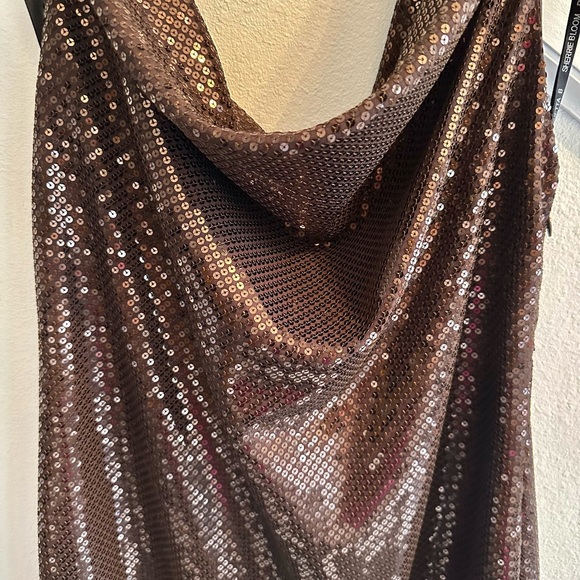 Chetta B sequin chocolate dress size 10 stretchy nwot - Picture 3 of 6